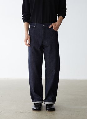 12oz匹马棉酶处理活性染面料扭骨剪裁复古丹宁牛仔裤kurokawa黑川