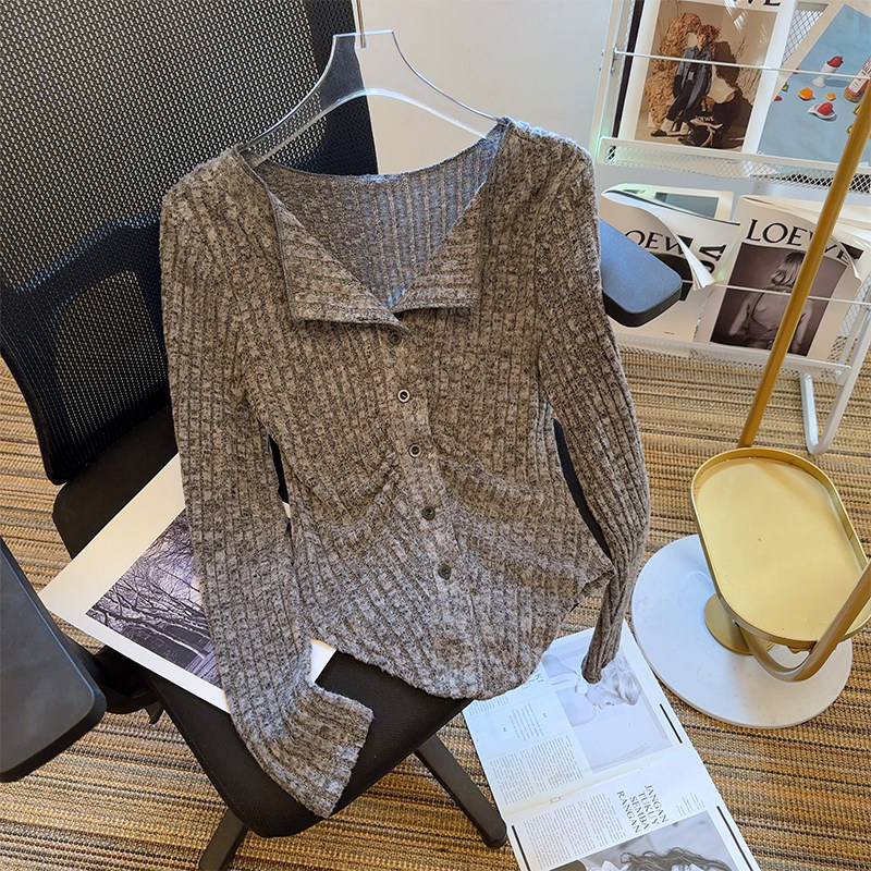 外贸大牌清仓捡漏专柜撤回女装大码长袖半开领针织衫毛衣藏肉上衣