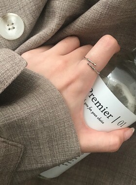 开口可调节ins港风学生纯银尾戒
