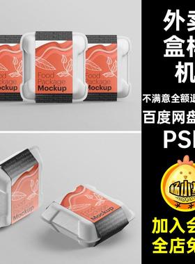 12款外卖盒样机餐饮vi打mockup贴图一次性PSD食品PSD模板PSD包盒