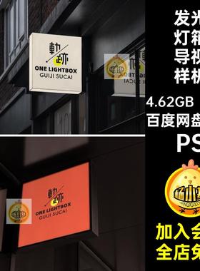 24款发光灯箱导视样机广告头牌PSPSD效果指示牌logo店招门素材