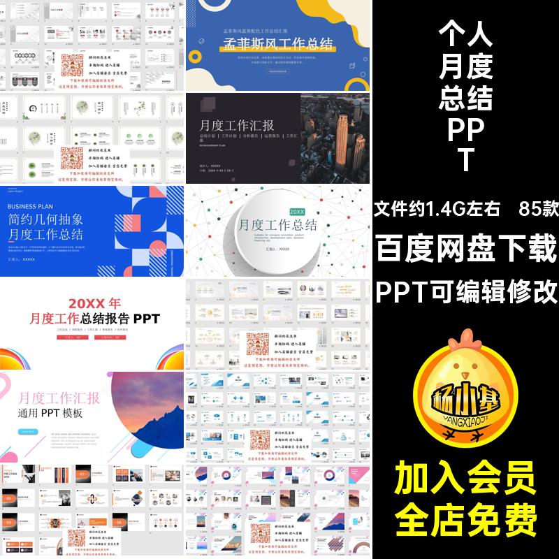 公司部门个人月度总结PPT模板商务简约工作汇报计划报告述职素材