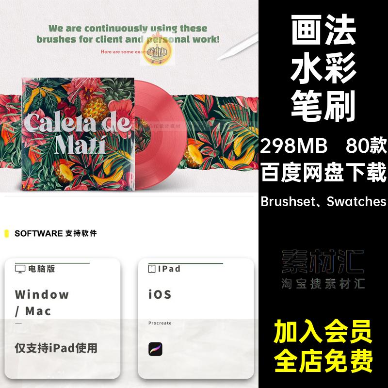 80款干湿水彩笔刷插手绘晕染涂画笔ShoutBAM画法纹理厚精品手绘