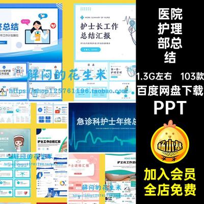 103款医院护理部总结PPT模板ppt素材汇报年终工作护士长述职报告