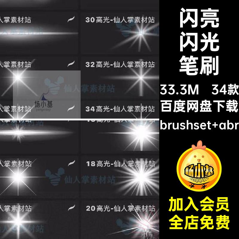 34款闪亮闪光笔刷光斑特效高光iPad星光绘画psprocreate亮光点缀