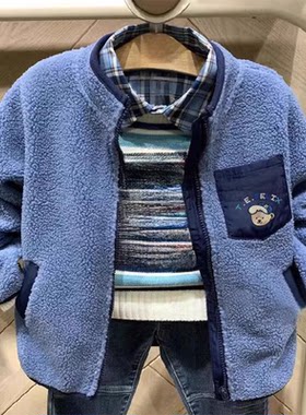 冬季新款小熊男童毛绒棉服
