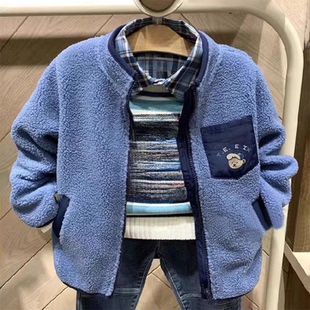 清仓冬款围尼小熊童装男童毛绒外套羊羔毛儿童摇粒绒夹袄验货品质
