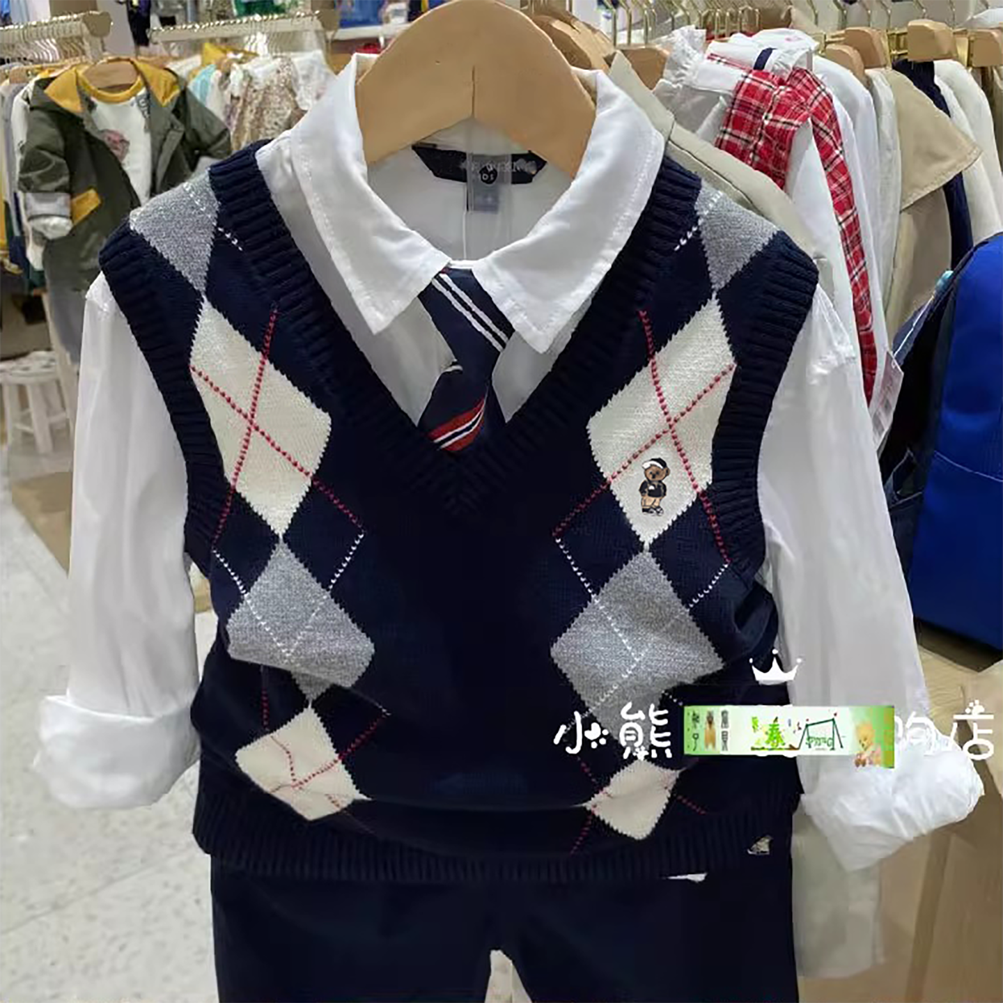 现货秋新款男童针织衬衫背心