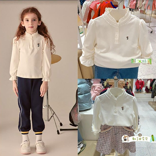 清春秋初夏围尼小熊女童装翻领海军领T恤打底衫海军领验货品质