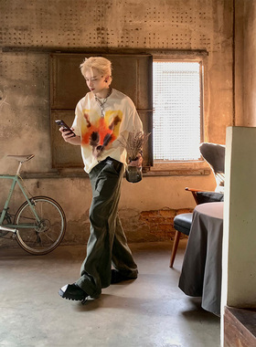 NECOYEP2025美式复古涂鸦艺术感短袖夏季男女宽松休闲小众街头T恤