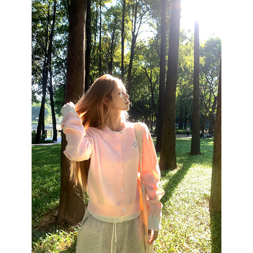 NECOYEP绣花假两件针织开衫毛衣