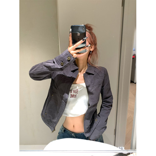 NECOYEP 美式复古廓形正肩工装夹克百搭潮流中性风短款外套