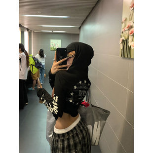 防曬罩衫 NECOYEP 男女修身 邊字母印花哥特風連帽T恤夏季 美式 袖