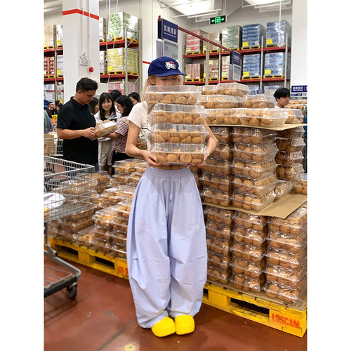 NECOYEP 美式慵懒抽绳阔腿休闲裤男女宽松基础款垂感直筒百搭长裤