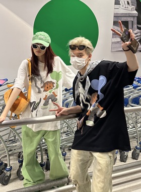 NECOYEP2025美式休闲卡通图案情侣装短袖百搭休闲复古T恤ins