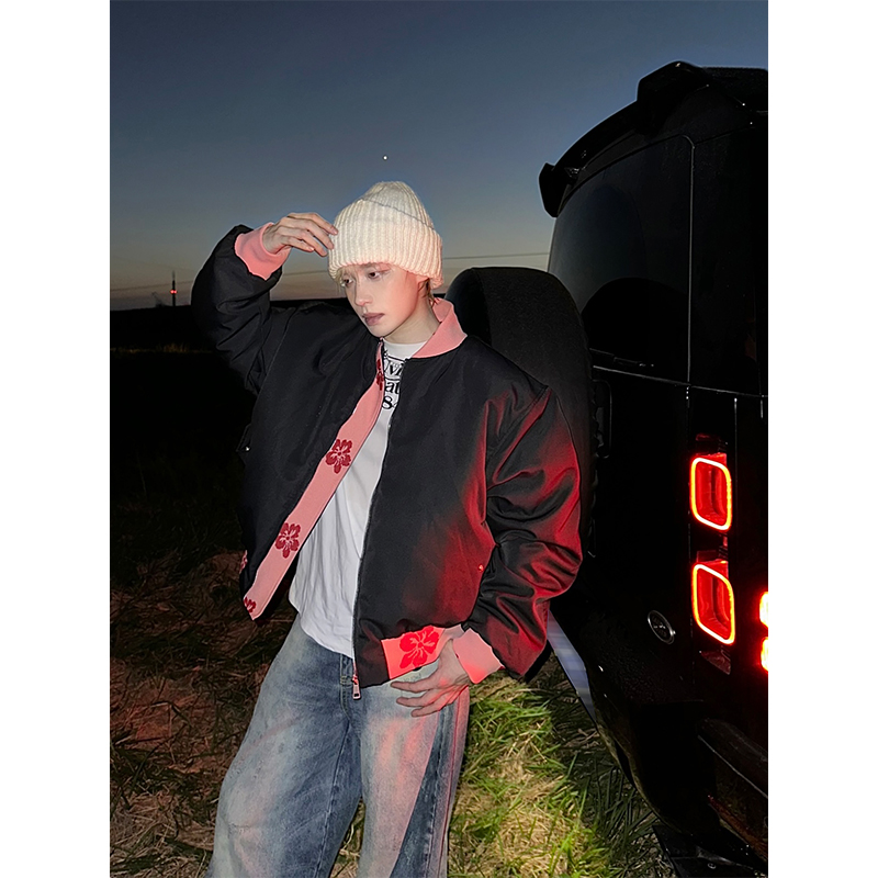 NECOYEP提花刺绣飞行员夹克棉衣