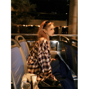 衬衫 复古撞色格子长袖 男女宽松休闲百搭防晒外套 美式 NECOYEP