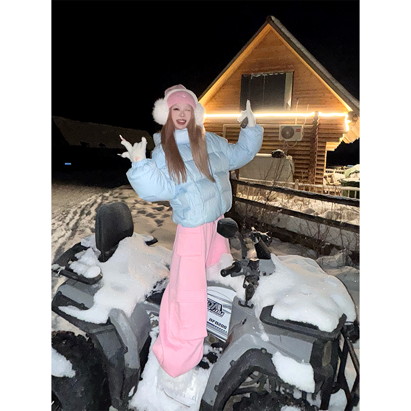 NECOYEP 冬季韩系连帽羽绒服男女宽松防寒高级感宽松休闲保暖外套