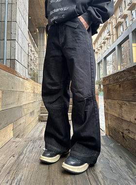 NECOYEP2025美式宽松阔腿水洗牛仔裤ins男女休闲潮牌百搭高街长裤