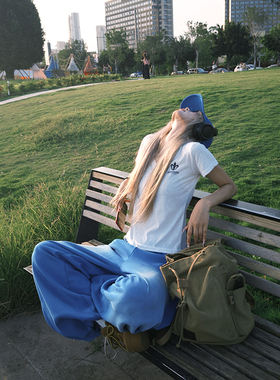 NECOYEP美式复古后背字母印花短袖T恤男女夏宽松休闲基础款打底衫