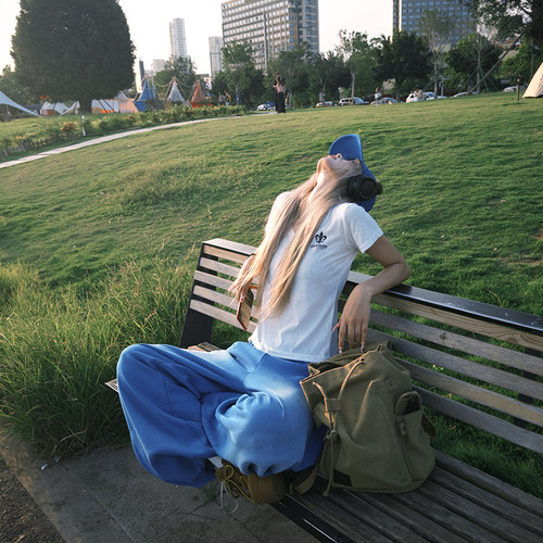 NECOYEP美式复古后背字母印花短袖T恤男女夏宽松休闲基础款打底衫