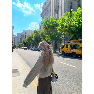 NECOYEP 美式拼色条纹连帽开衫卫衣男女春秋设计感宽松百搭帽衫