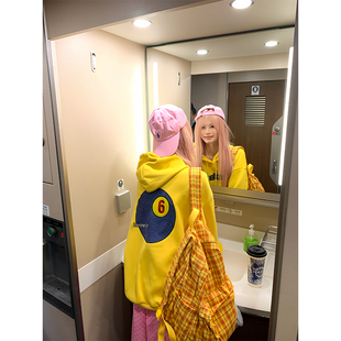 NECOYEP 美式设计感桌球数字刺绣连帽卫衣男女春秋休闲百搭帽衫