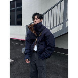 NECOYEP 美式廓形豹纹毛绒座山雕棉服男女秋冬宽松保暖夹克厚外套