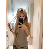 NECOYEP 背心T恤男女宽松休闲运动百搭吊带上衣 纯色无袖 夏季 美式