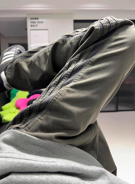 cleanfit军绿色f2ocus条纹工装裤男款美式vibe双膝伐木裤休闲