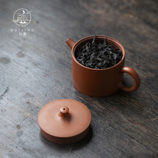 归景丨潮州朱泥手拉壶紫砂壶薄胎大口好投茶功夫茶壶手工茶壶