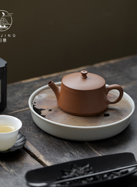 归景丨云柱丨纯手工紫砂壶薄胎潮州朱泥手拉壶大口好投茶小容量