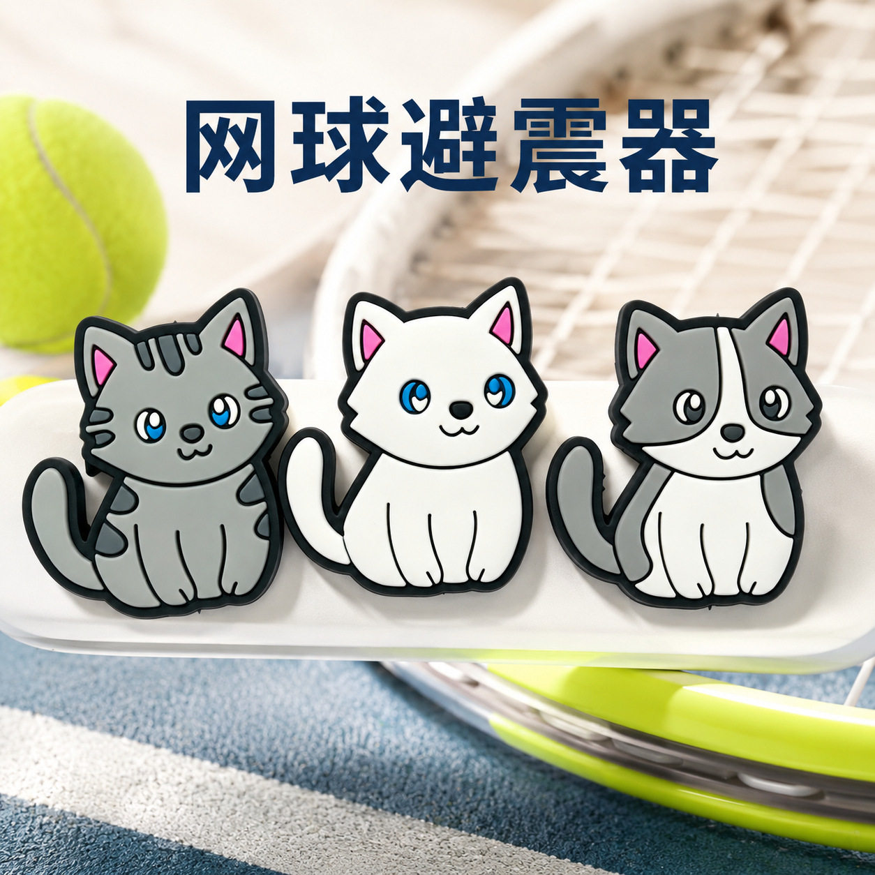 网球拍可爱小猫硅胶减震器/避震器 专业减震器卡通避震粒包邮