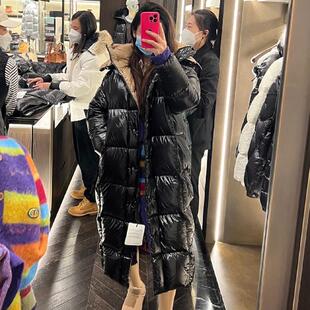 140斤 秋冬新款 女童经典加长款加厚杯子款鹅绒连帽羽绒服