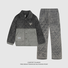 男生睡衣三层夹棉长袖长裤冬季加厚珊瑚绒可爱卡通保暖家居服套装