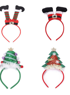 可爱圣诞节头饰发箍装饰品Christmas派对搞怪拍照圣诞树鹿角头箍