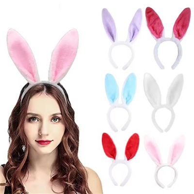 复活节毛绒兔子耳朵发箍成人儿童节日搞怪装饰发光头饰头扣Easter