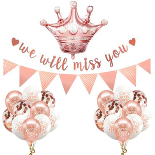 we will miss you公司同事离职退休欢送会布置拉旗气球farewell