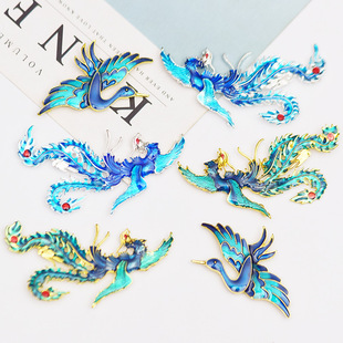 左右對稱鳳凰飛鳥頭飾合金配件 新款 新娘胸花diy飾品古風(fēng)發(fā)冠材料