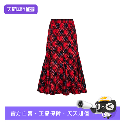 【自营】adidas阿迪达斯三叶草格纹女裙运动休闲时尚半身裙KT6382