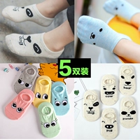 5 đôi vớ trẻ em mùa hè mỏng vớ cotton boy thuyền vớ hoạt hình dễ thương cô gái nông miệng vớ bé chống trượt vớ - Vớ quần tất len không bàn