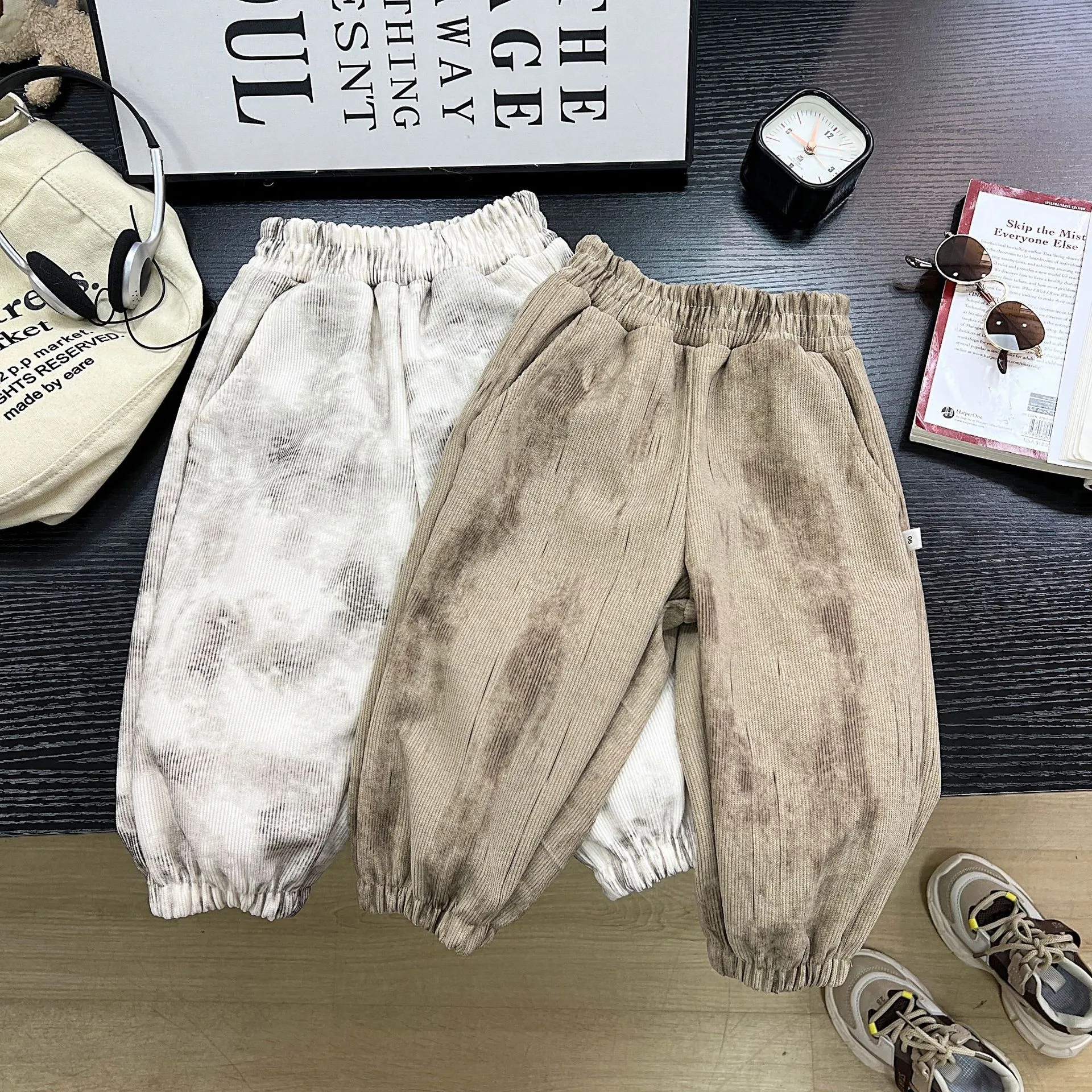 新款秋冬季国风儿童裤子男童女童长裤韩版休闲束脚外贸运动裤