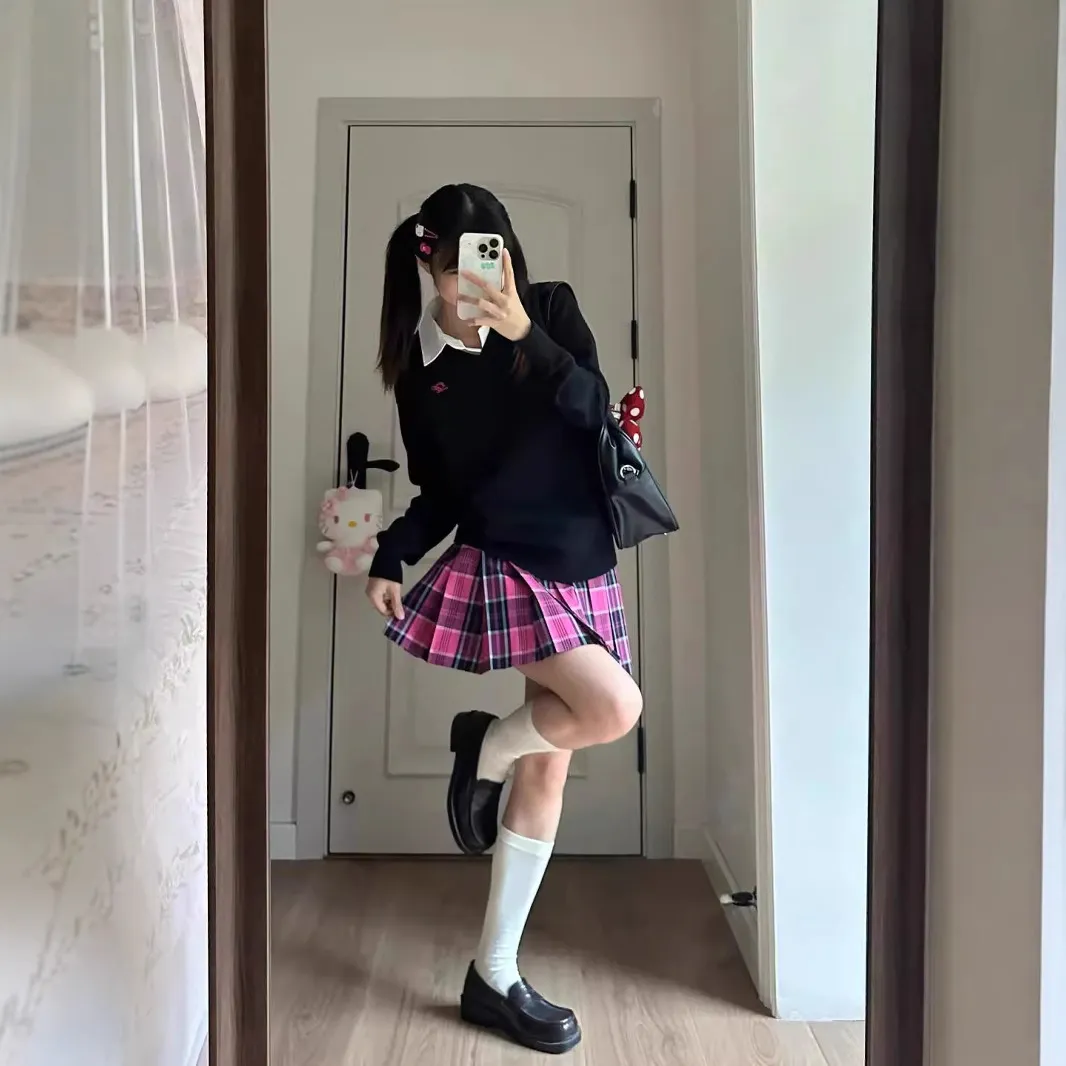 小玫/原创正版JK制服百褶裙女日系学院风校供感格裙高腰半身短裙