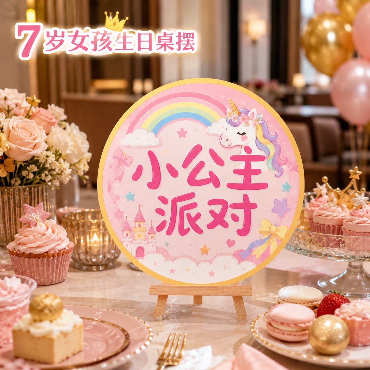 生日快乐装饰桌面立牌女孩派对甜品台氛围仪式感拍照道具场景布置图片