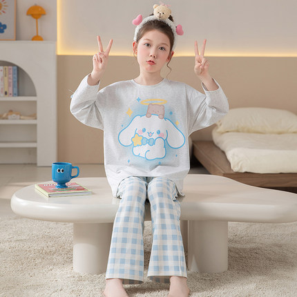 儿童睡衣女童春秋季2025新款纯棉大童套装女孩长袖宝宝秋款家居服