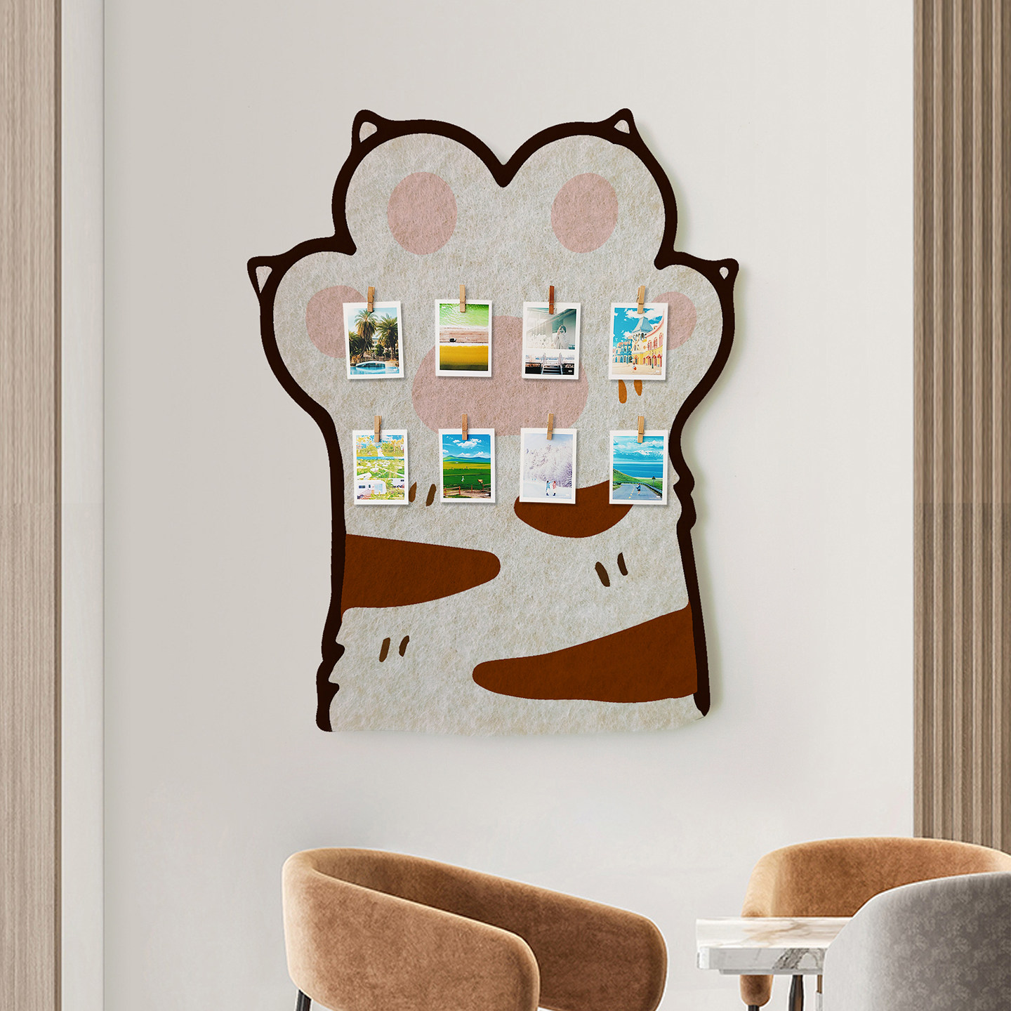 可爱猫爪毛毡板自粘墙贴墙面装饰相册墙卧室客厅展示板挂墙免打孔