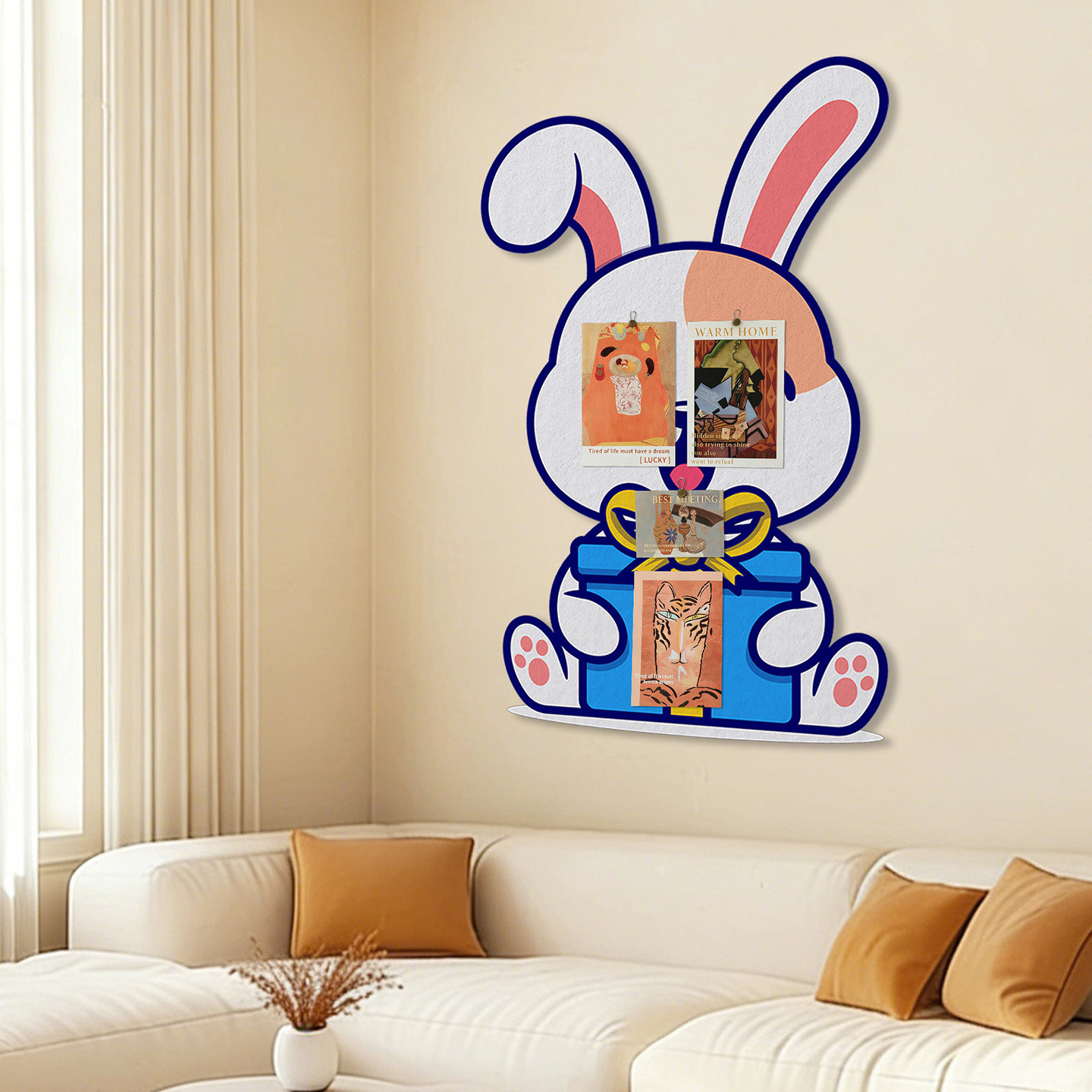 软萌蝴蝶结兔子毛毡墙贴儿童房背景墙装饰照片墙留言板创意展示墙,家居饰品,软装墙贴,淘宝优惠券,粉丝福利购,淘宝优惠卷