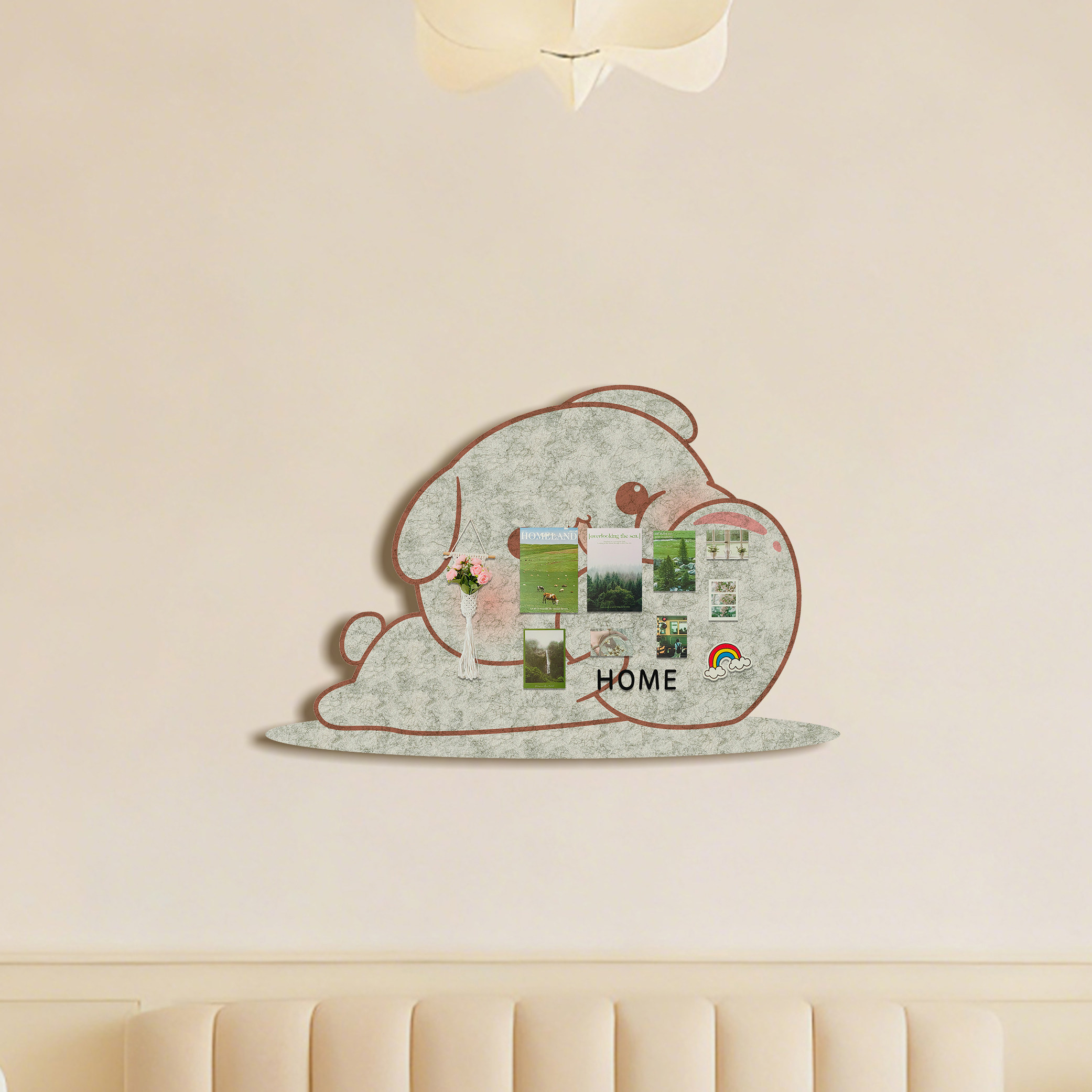 萌趣彩虹小兔毛毡留言板卧室温馨墙饰免打孔自由布置贴照片不占地,家居饰品,软装墙贴,淘宝优惠券,粉丝福利购,淘宝优惠卷