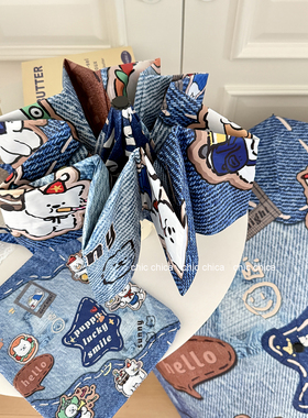 chic牛仔小狗~可爱卡通手提袋雨伞女ins晴雨两用黑胶防晒太阳伞