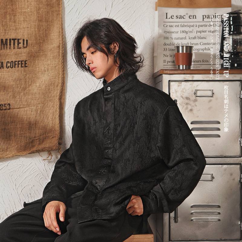 长袖衬衫雅痞制噪立领